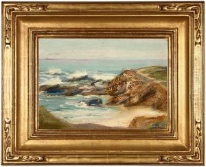 Scene At Pebble Beach, California, Bird Rock by Gladys N. Woodward
