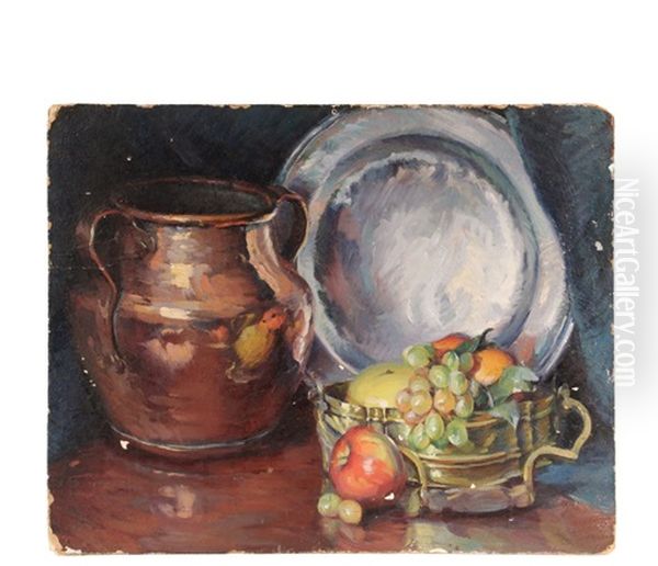 Still Life With Fruit, Copper Jug And Pewter Plate - view 1