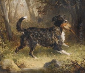 A Setter Retrieving A Cock Pheasant by Thomas Woodward