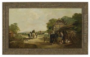 Outside The Village Inn by Henry Charles Woollett