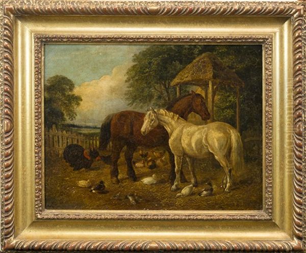 Horses With Ducks And Hens - view 1