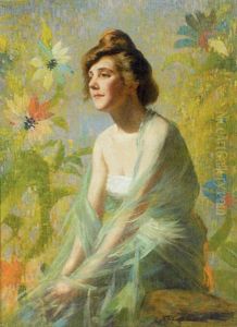 Portrait Of A Woman Seated Amid Flowers by Francis Humphry Woolrych