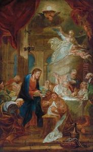 Jesus Reicht Den Aposteln Die Kommunion