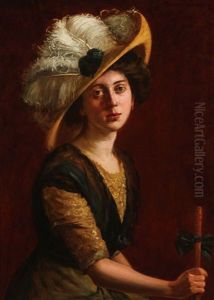 Portrait Of A Woman With Bonnet And Parasol