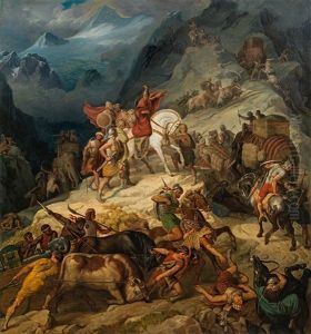 Hannibal's Crossing Of The Alps by August Woerndle von Adelsfried