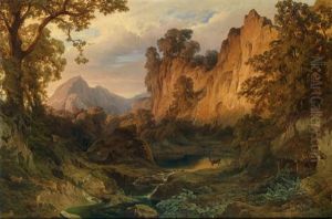 Romantische Landschaft Im Abendlicht