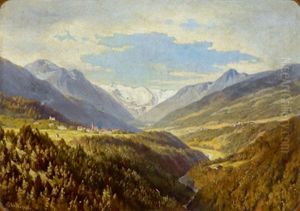 Blick In Das Stubaital(?) by Edmund von Woerndle zu Adelsfried und Weiherburg