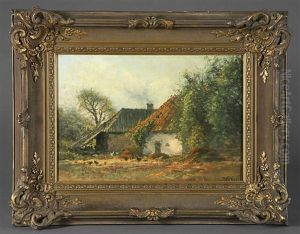 Einsamer Bauernhof Mit Huhnern by Willem Van Der Worp