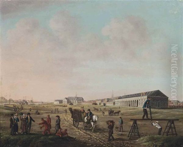 A Cityscape With Elegant Figures, Workers And Builders - view 1