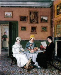 A Gentleman And Two Ladies Taking Breakfast by Abraham Bruiningh van Worrell