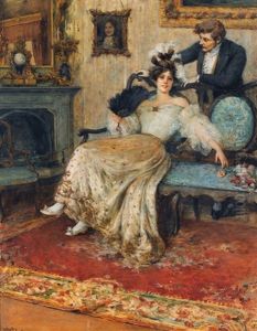 Elegantes Paar In Burgerlichem Interieur by Carlo Wostry
