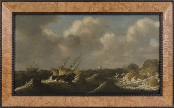 Ships Off A Rocky Coast - view 1
