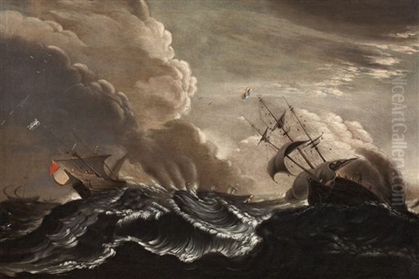 Ships In A Stormy Sea - view 1