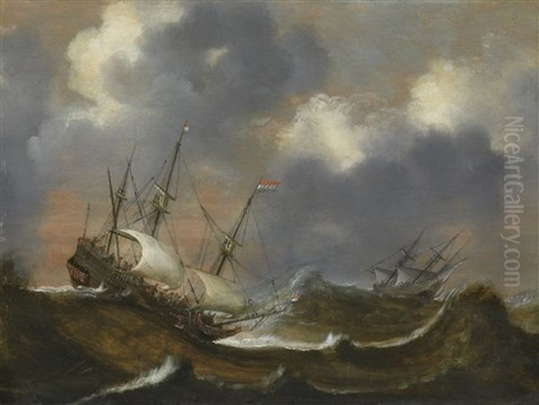 Segelschiffe Auf Sturmischer See - view 1
