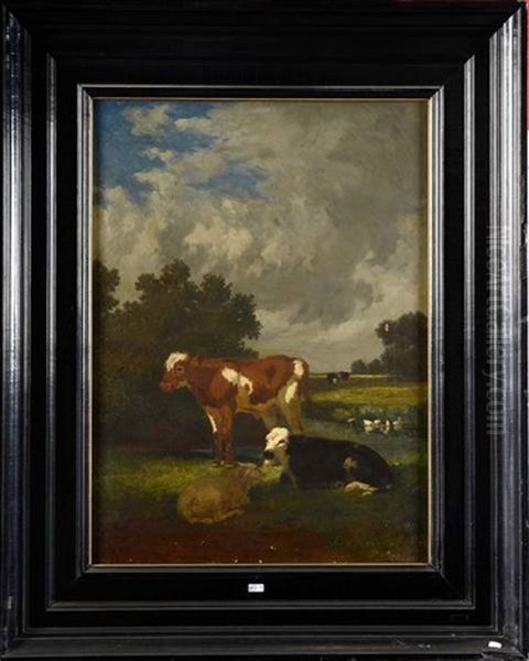 Vaches Et Mouton Au Pre - view 1