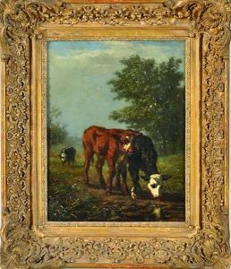 Vaches Au Pre by Edouard Woutermaertens