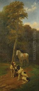 Jachthonden En Paard by Edouard Woutermaertens