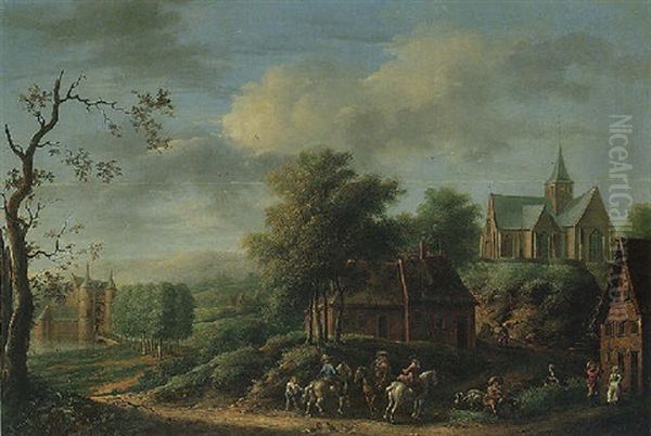Landscape With A Hunting Party On The Edge Of A Village - view 1