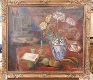 Nature Morte Aux Fruits Et Au Bouquet De Fleurs