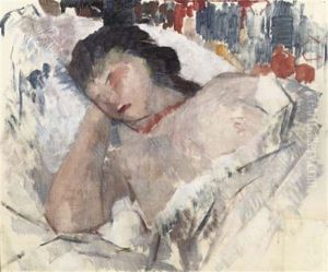 Femme Endormie - Le Collier De Corail - Slapende Vrouw Met Koraalsnoer by Rik Wouters