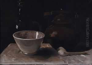 Still Life With Copper Kettle And Pipe by Anton Van Wouw