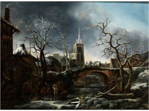 Winterliche Dorfansicht by Jan Wouwerman
