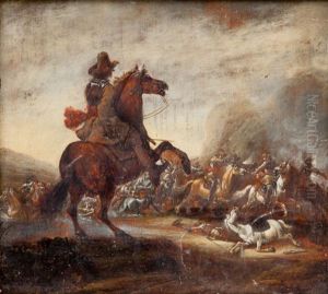 A Crowded Battle Scene by Philips Wouwerman