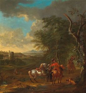 A Landscape With Horsemen by Philips Wouwerman