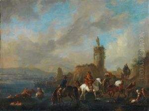 Figures And Horses At A River