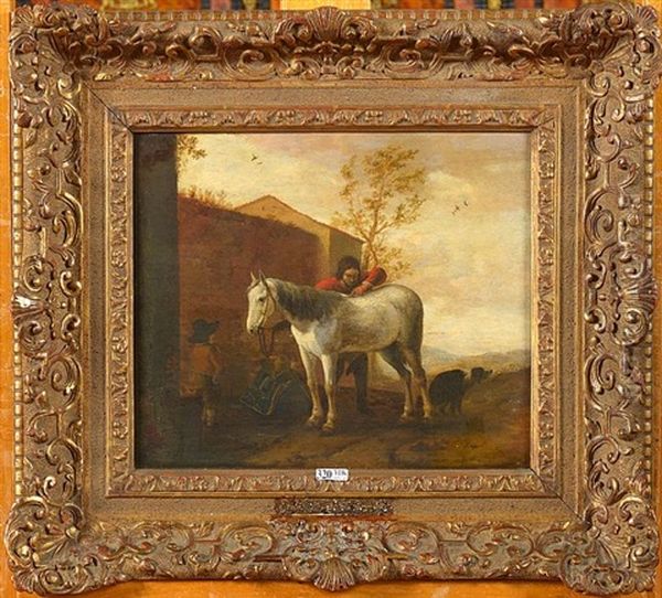 Cheval Au Repos Et Personnages - view 1