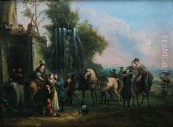 Elegante Gesellschaft Bei Der Falkenjagd - view 1