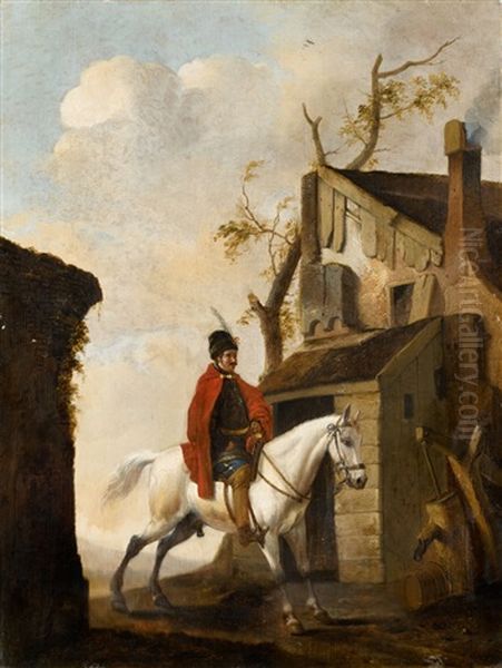Horseman By A Farmstead - view 1