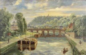 Blick Auf Die Alte Brucke Mit Winterberg Und Stadttheater In Saarbrucken Blick Auf Die Alte Brucke Mit Winterberg Und Stadttheater In Saarbrucken
