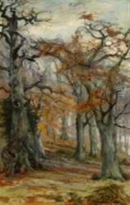 Two People In The Autumn Forest by Joachim Hinrich (Hinnerk) Wrage
