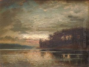 Abendstimmung Am Dieksee Bei Malente by Joachim Hinrich (Hinnerk) Wrage