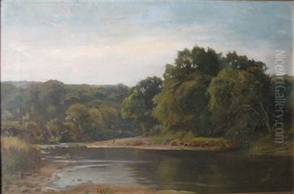 River Scene With Fisherman - view 1