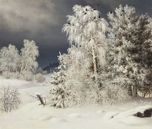 Black Grouses In Snow-covered Trees by Ferdinand von Wright