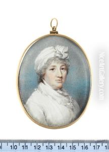 A Lady, Wearing White Dress, Fichu, Neck Tie And Turban