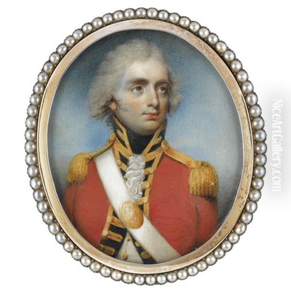 Portrait Of An Officer In A Red Unifiorm With Black Facing And Gold Lace - view 1
