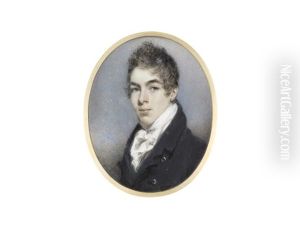 A Gentleman, Wearing Blue Coat, White Waistcoat, Chemise, Stock And Tied Cravat by John Wright