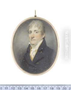 A Gentleman, Wearing Blue Double-breasted Coat, Yellow Waistcoat, White Frilled Chemise, Stock And Tied Cravat, His Hair Worn Short by John Wright