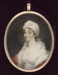 A Lady Wearing White Dress With Frilled Collar, Red Shawl And White Turban