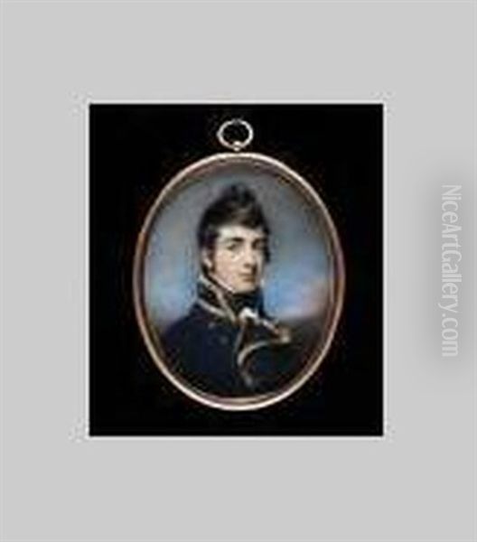 Thomas Garth R.n., Wearing Naval Uniform, Blue Coat With Gold Trim, Black Stock And White Cravat - view 1