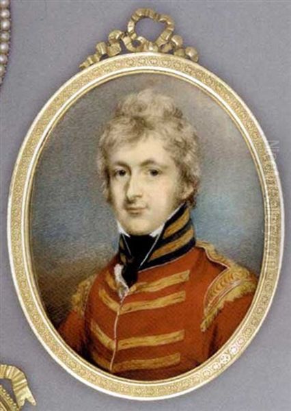 An Officer, In Red Coat, Blue Collar With Gold Stripes, Gold Epaulettes, Frilled Cravat And Black Stock - view 1