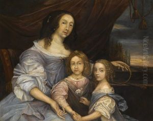 Portrait Of Mary Villiers, Duchess Of Lennox And Richmond (1622-1685), With Her Children, Esme Stuart, 2nd Duke Of Richmond (1649-1660) And Mary Stuart (1651-1668), The Future Countess Of Arran by John Michael Wright