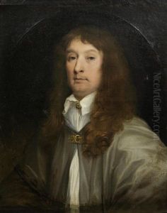 Portrait Of A Gentleman, Bust-length, In A Grey Cloak by John Michael Wright