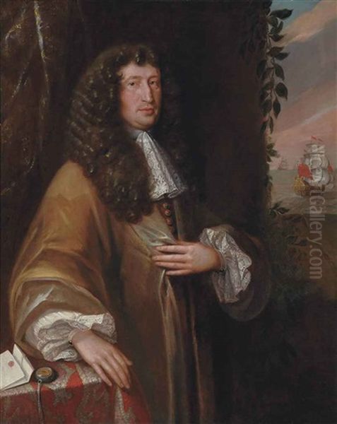 Portrait Of A Gentleman, Traditionally Identified As John Shute Barrington, 1st Viscount Barrington (1678-1734), Three-quarter-length, In A Tan Coat - view 1