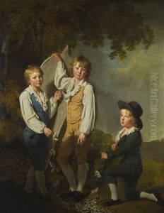 The Three Eldest Children Of Richard Arkwright With A Kite