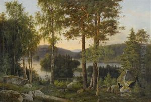 Sommarlandskap Med Insjo by Magnus Von Wright
