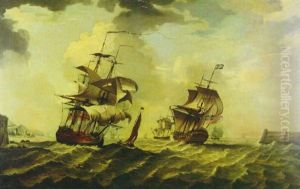 British Shipping In A Choppy Sea by Richard (of Liverpool) Wright